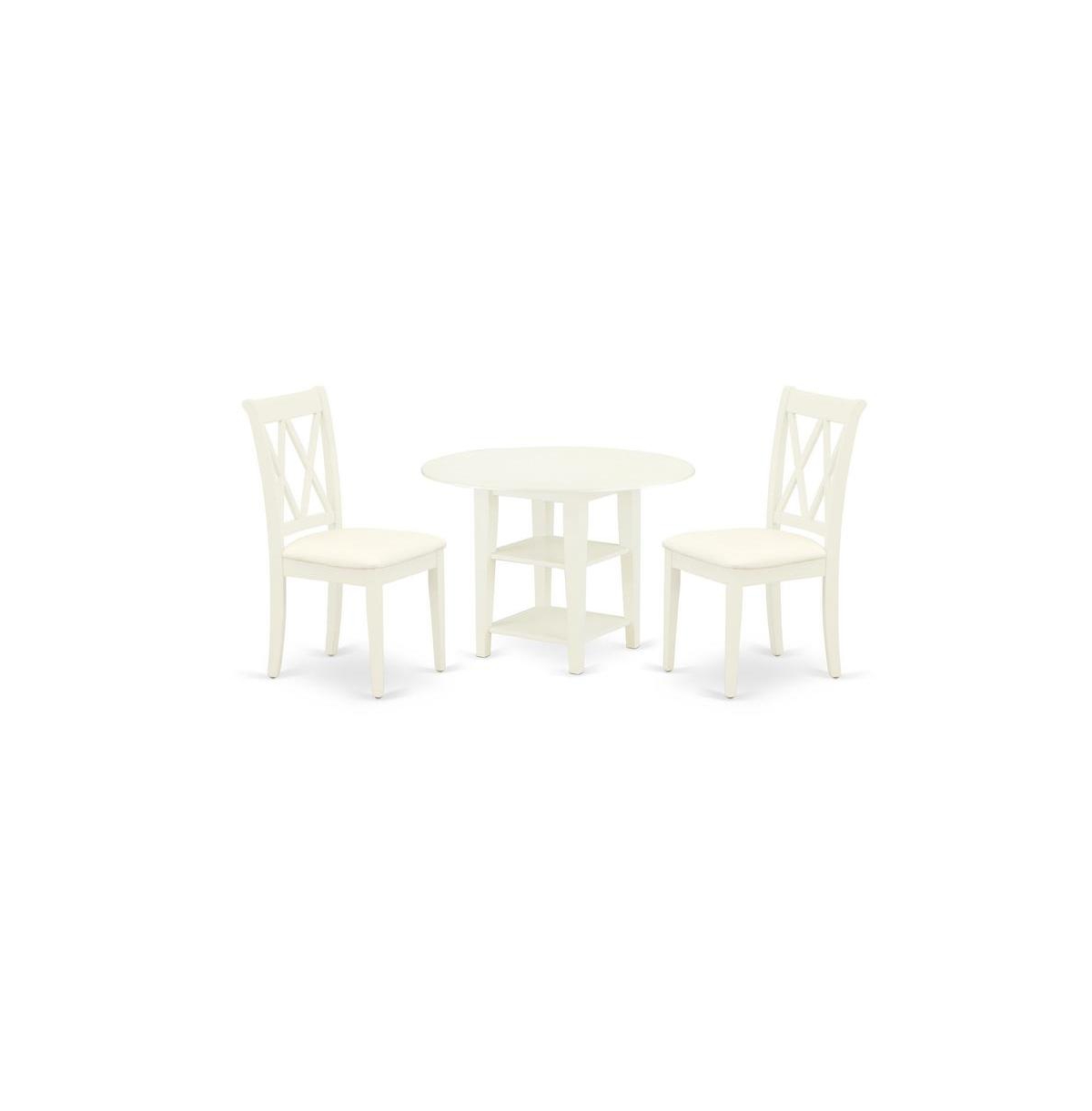 East West Furniture Dining Room Set Linen White - White