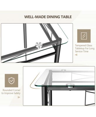 5 PC Dining Set Glass Top Table and 4 Chairs Kitchen Room Furniture