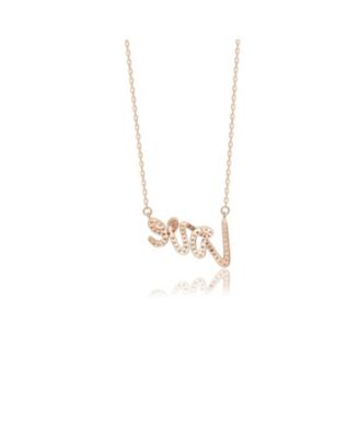 Suzy Levian Rose Sterling Silver White Topaz "LOVE" Necklace