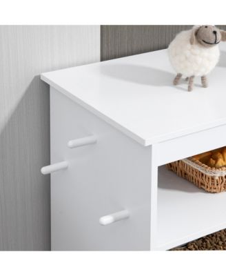 Pet Feeder Cabinet with Raised Bowls and Storage White