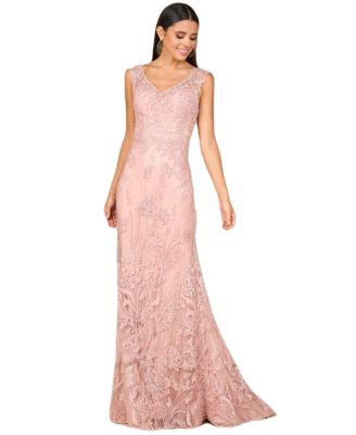 Women's Overskirt Lace Fitted V - Neck Gown