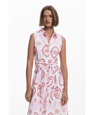 Women's Printed midi dress with bow