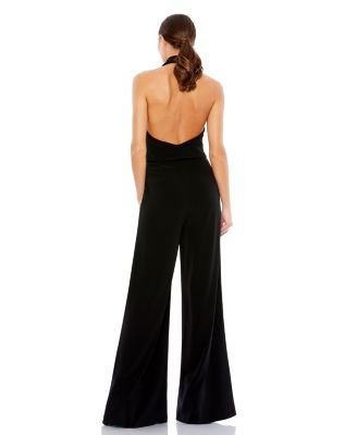 Women's Black Tuxedo Halter Jumpsuit