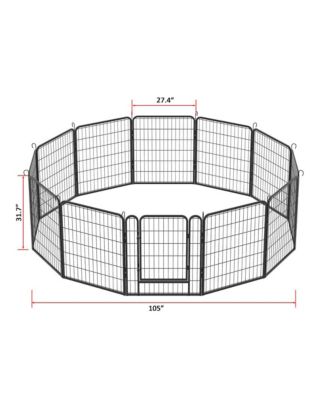 12 Black Panels 31.7 in H. Heavy Duty Metal Pet Exercise Pen with Door for Outdoor, Indoor