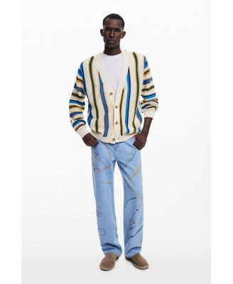 Men's Striped knit cardigan