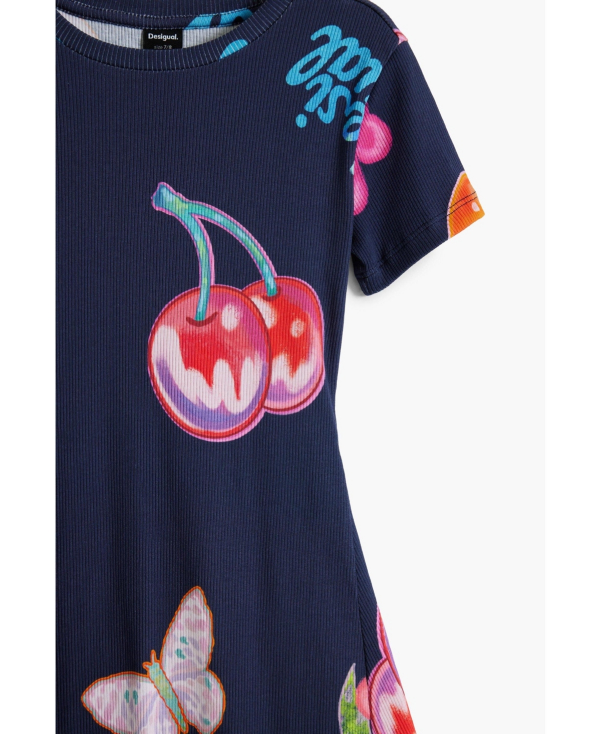 Desigual Girls Girls's Fruit Skater Dress In Blue