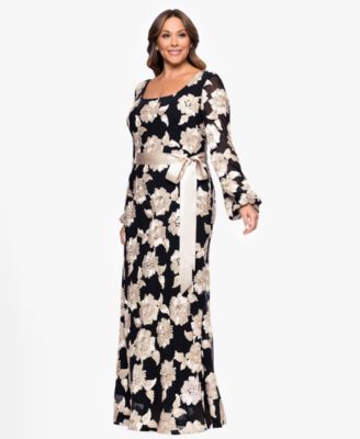 Plus Size Square Neck Stretch Rib Long Dress