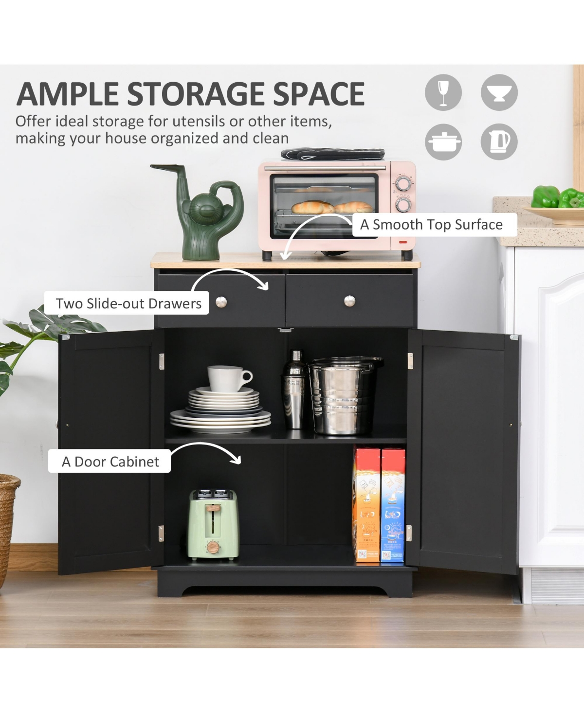 Homcom Buffet Cabinet, Bar Cabinet with Drawers