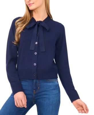 Women's Tie Neck Cardigan Sweater