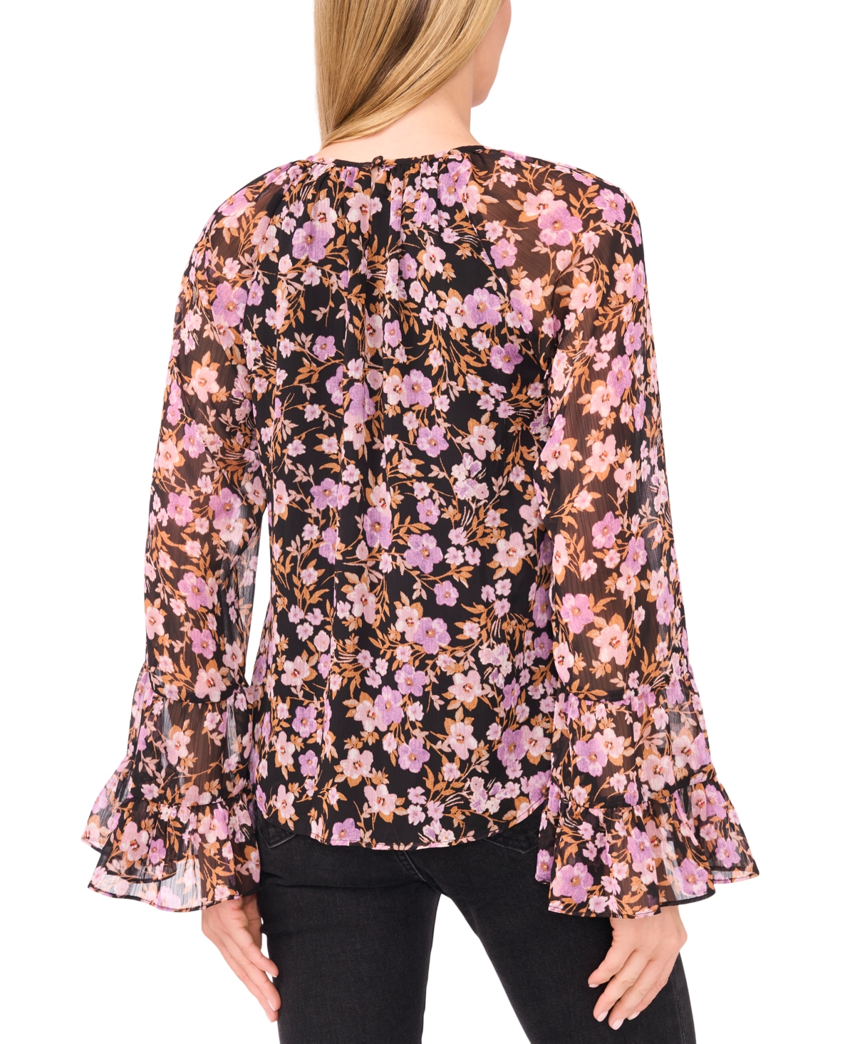 Cece Women's Tiered Flowy Keyhole Top In Pink