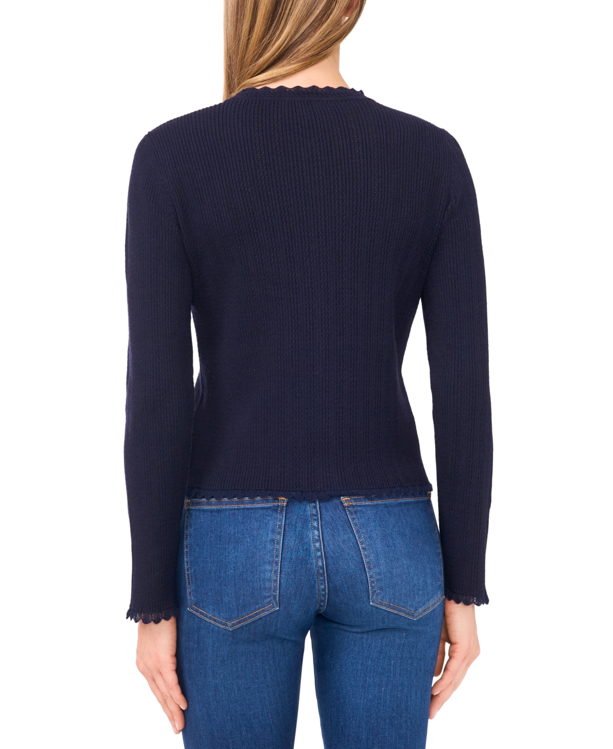 Cece Women's Button Front Long Sleeve Cardigan Sweater In Blue