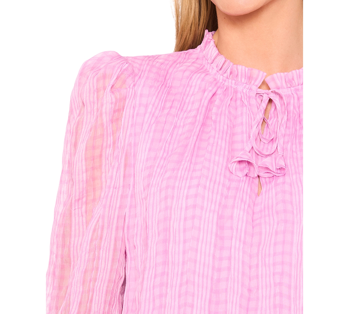 Cece Women's Smocked Cuff Ruffle Top In Pink