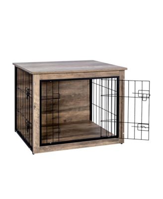 Medium Wooden Dog Crate  Indoor Dog Kennel with Double Doors