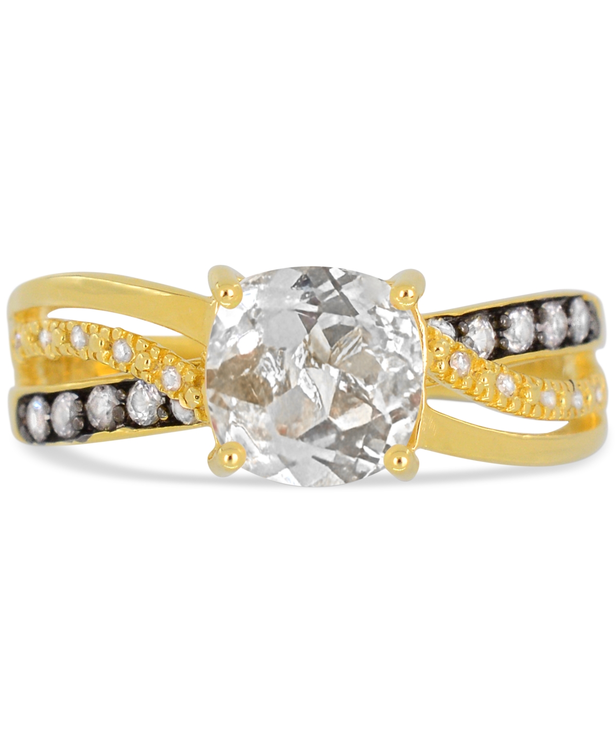 Macy's Lab-grown Ruby (2 Ct. T.w.) & Diamond Accent Swirl Ring In 14k Gold-plated Sterling Silver In White