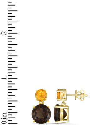  Rose de France 5-5/8 ct. t w. and Amethyst 1-1/3 ct. t.w.Drop Earrings in 14K Gold-Plated Sterling Silver