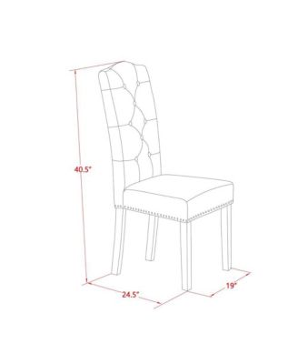 3-Piece Rubberwood Natural Finish Round Table with Padded Parson Chairs Dining Room Set