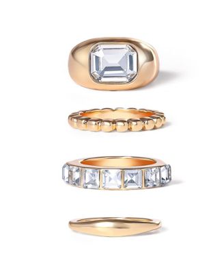 4-Piece Textured Gold-Tone Ring Set