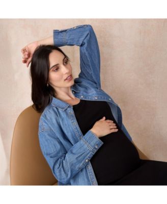 Maternity Long Sleeve Button-Up Denim Shirt - Motherhood