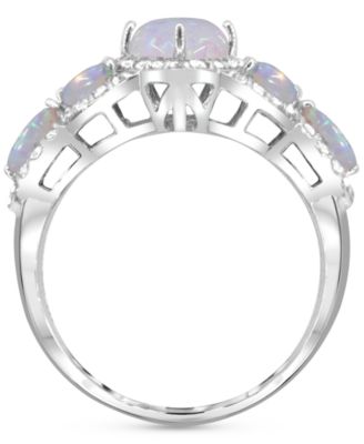 Lab-created Opal 12 x 6mm and White Topaz 1-1/10 ct. t.w. Marquise Statement Ring in Sterling Silver