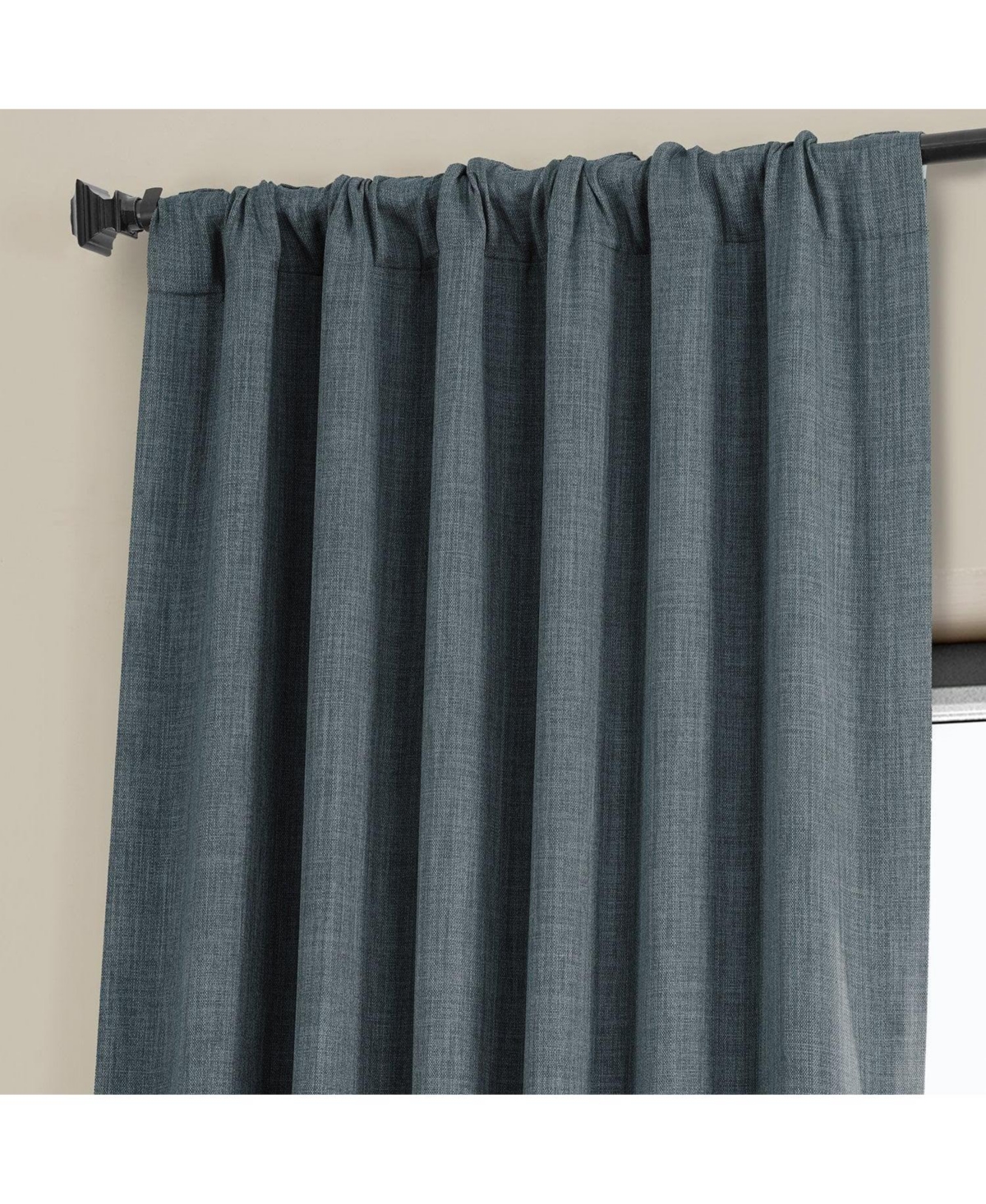 Half Price Drapes Textured Faux Linen Room Darkening Curtain In Blue