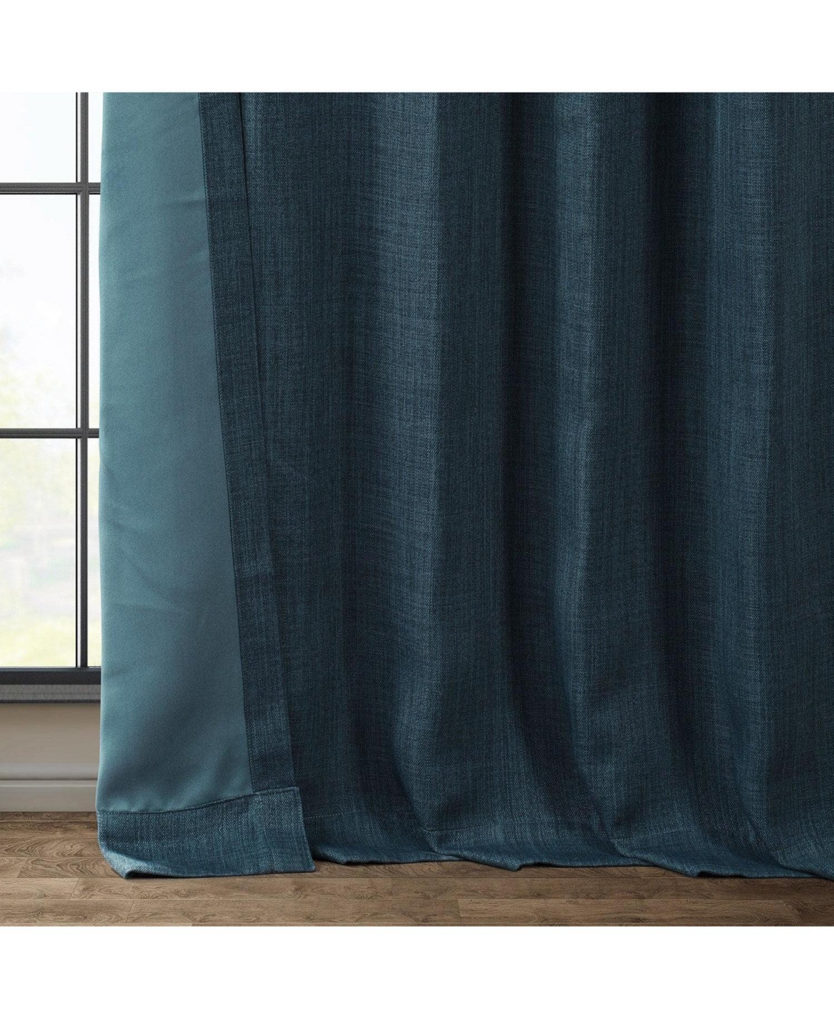 Half Price Drapes Textured Faux Linen Room Darkening Curtain In Green