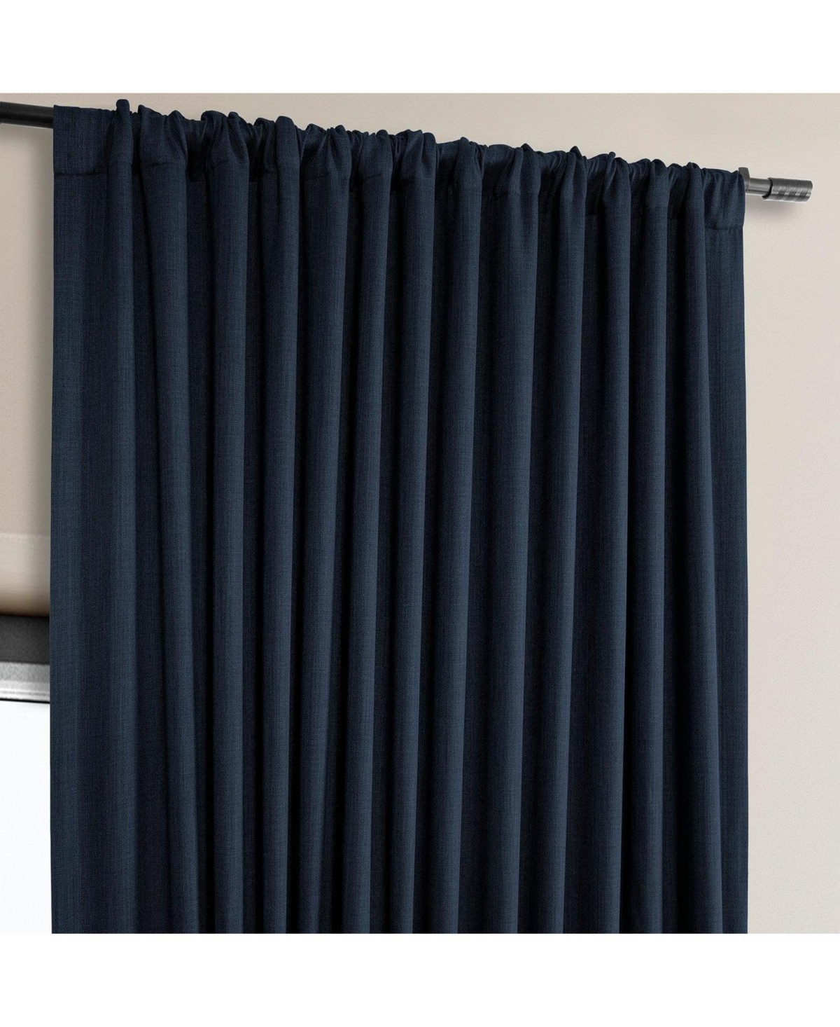 Half Price Drapes Extra Wide Textured Faux Linen Room Darkening Curtain In Blue