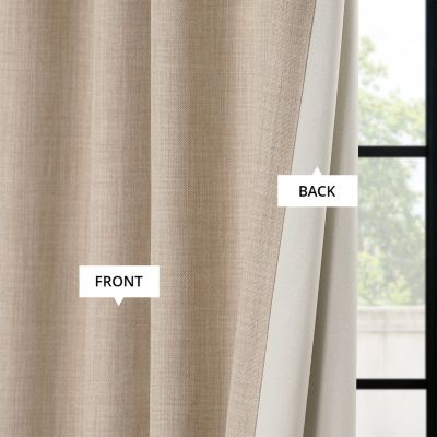 Extra Wide Textured Faux Linen Room Darkening Curtain