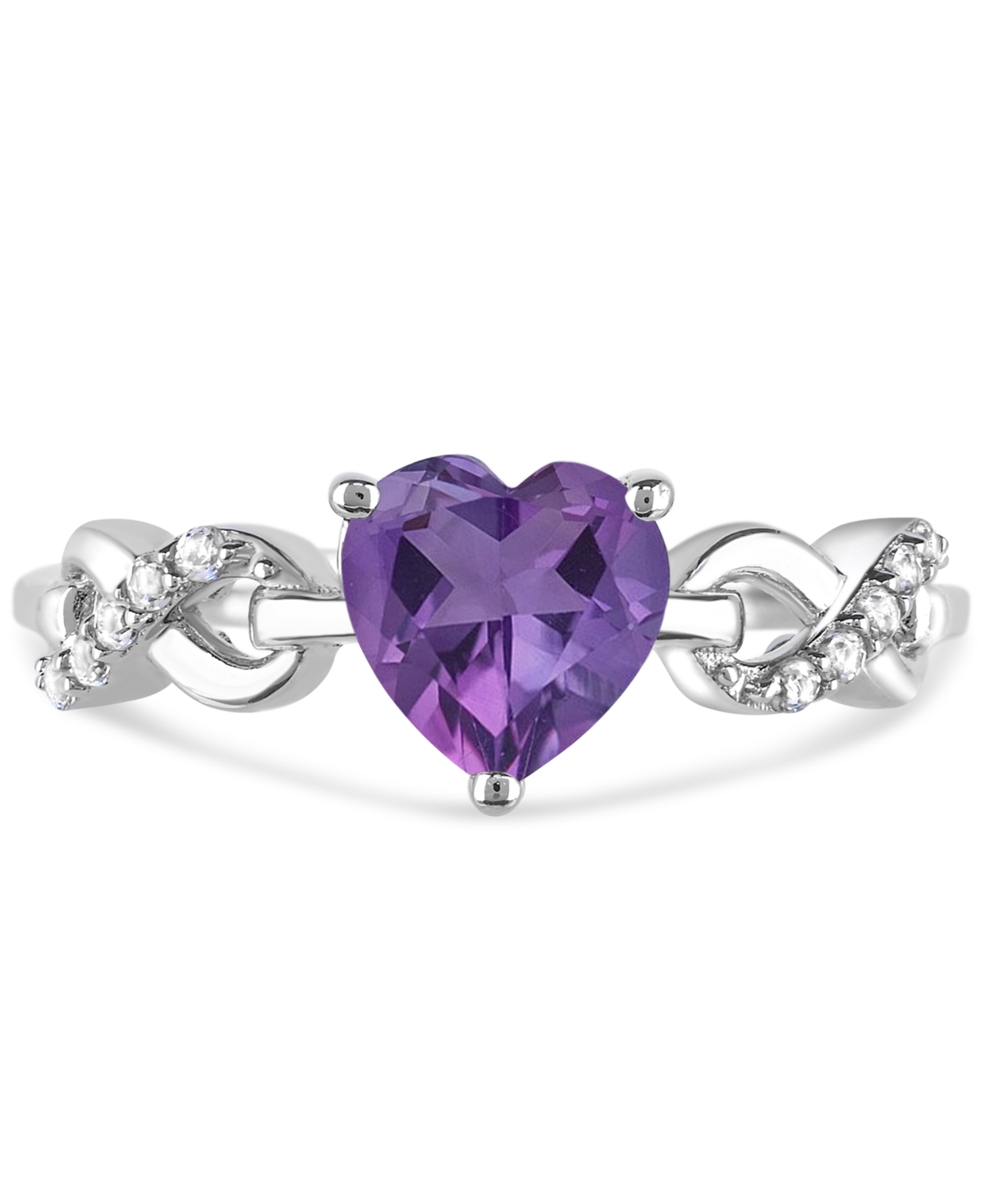 Macy's Lab-created Ruby 1-1/3 Ct. T.w. And Lab-created White Sapphire 1/5 Ct. T.w. Heart Promise Ring In St In Purple