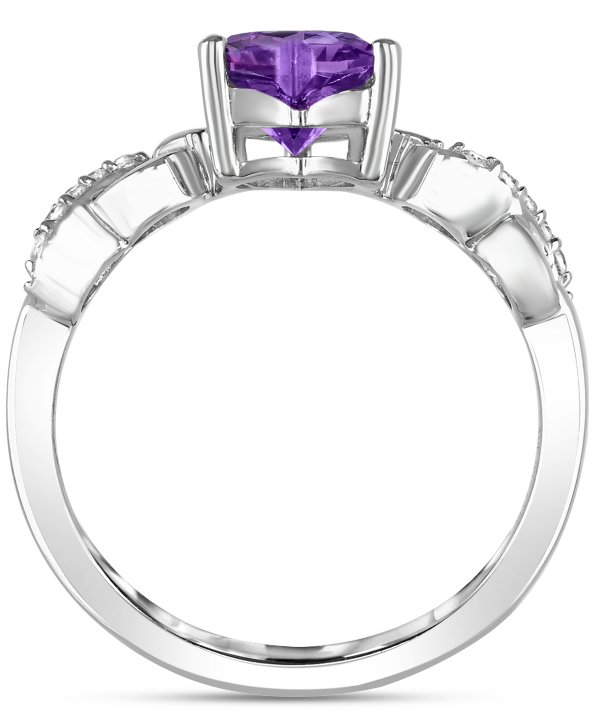 Macy's Lab-created Ruby 1-1/3 Ct. T.w. And Lab-created White Sapphire 1/5 Ct. T.w. Heart Promise Ring In St In Purple