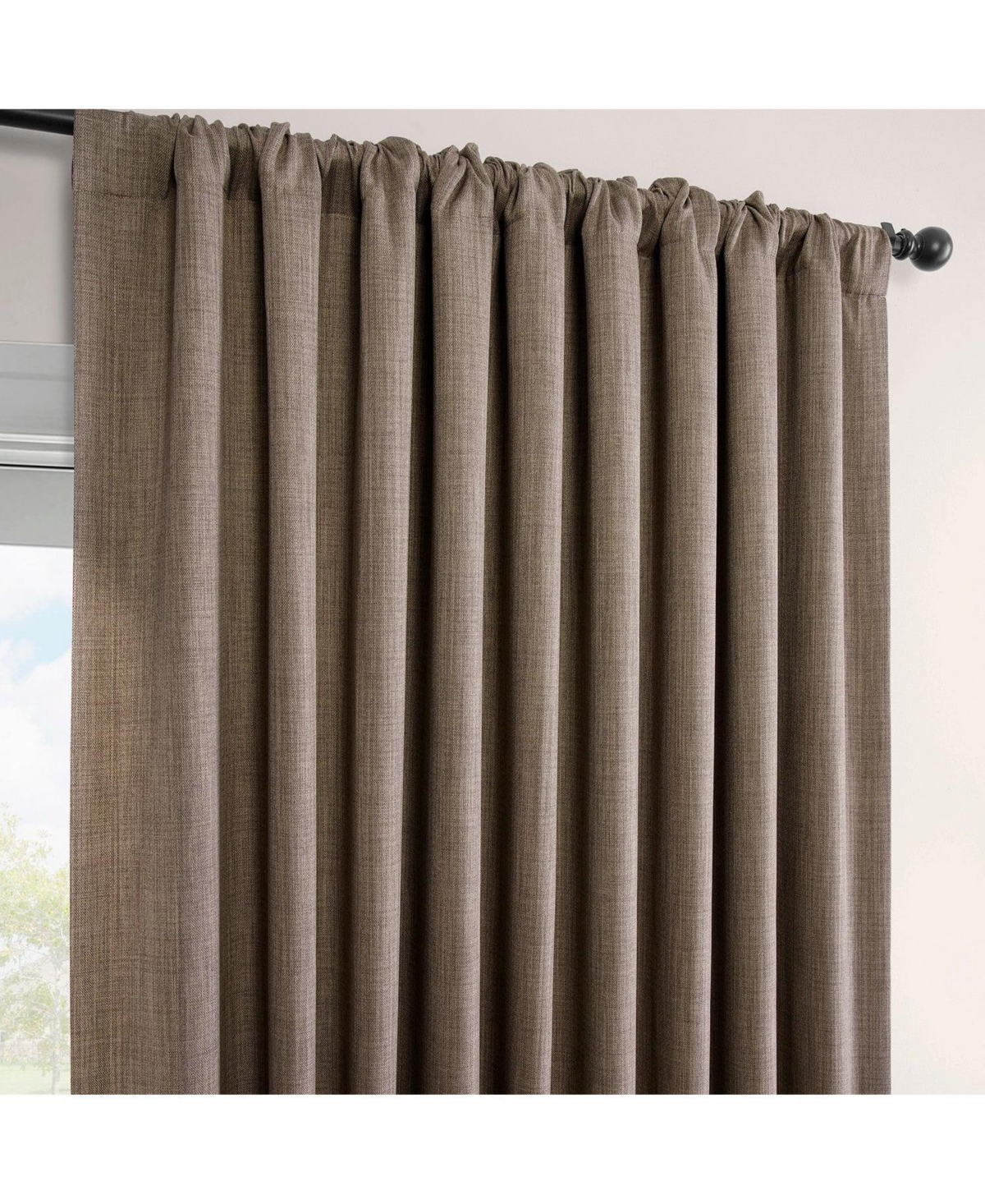 Half Price Drapes Extra Wide Textured Faux Linen Room Darkening Curtain