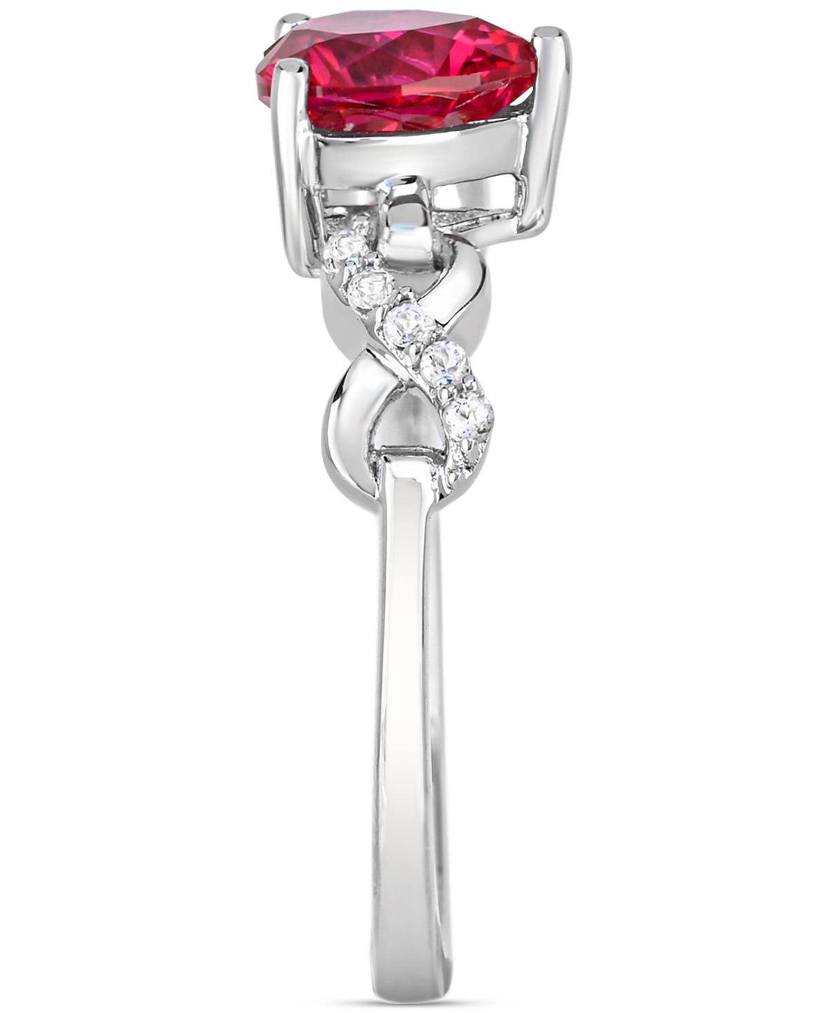 Macy's Lab-created Ruby 1-1/3 Ct. T.w. And Lab-created White Sapphire 1/5 Ct. T.w. Heart Promise Ring In St In Red