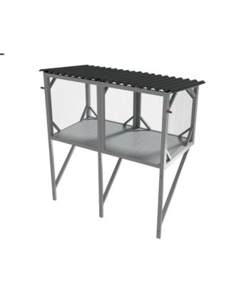 43.3 in. Outdoor Cat Enclosure for Sunbathing, Napping and Viewing, Window Perch in Gray