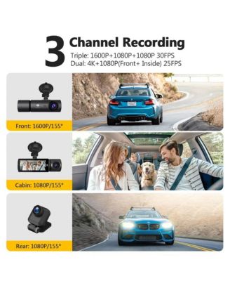 3-Channel Touch Screen IR Night Vision and Super Capacitor 4K Dash Cam
