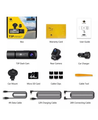 3-Channel Touch Screen IR Night Vision and Super Capacitor 4K Dash Cam
