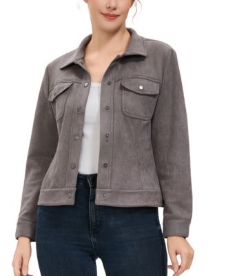Women's Faux Suede Trucker Jacket