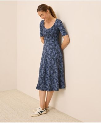 Women's Fit & Flare Scoop Midi Dress