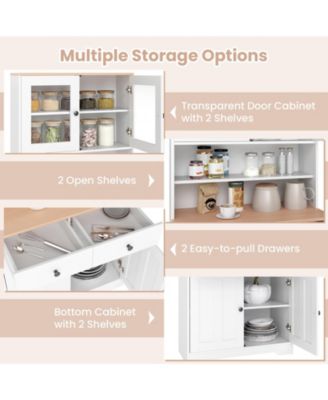 Pantry Cabinet 67'' Tall Kitchen Floor Cabinet w/ 2 Removable Shelves 2 Drawers