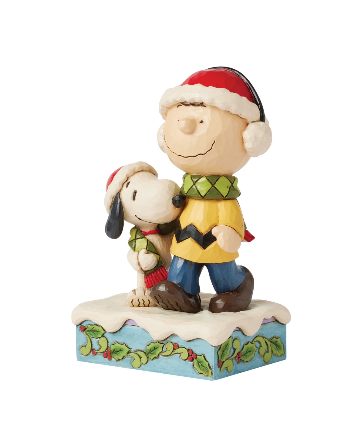 Jim Shore Charlie And Snoopy Wearing Scarf Figurine In Multi