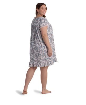 Plus Size Short Sleeve Printed Night Dress