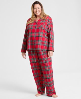 Plus Size Brinkley Plaid Notch Collar Matching Family Pajamas Set, Created for Macy's