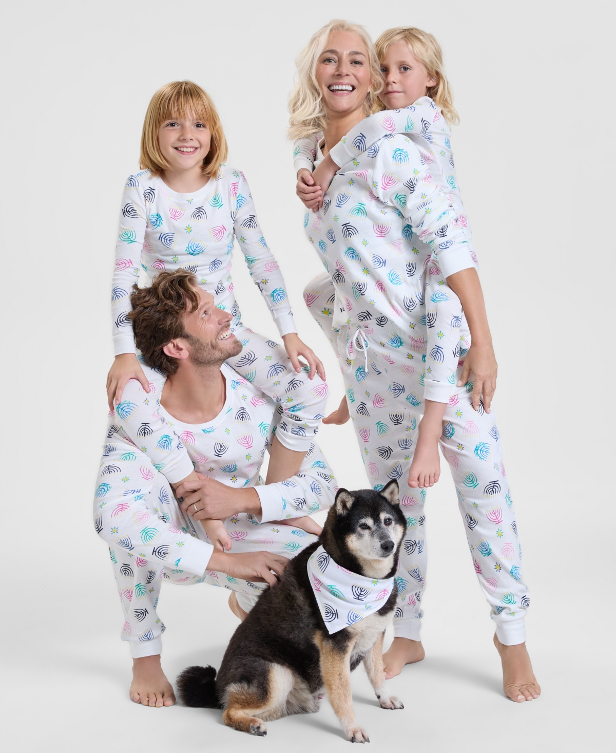 Holiday Lane Men's Multi Menorah Cotton Pajama Set, Macy's Exclusive