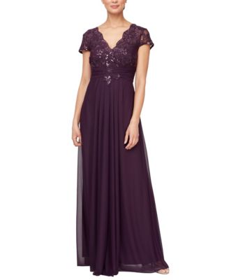 Women's Embellished Short-Sleeve Gown