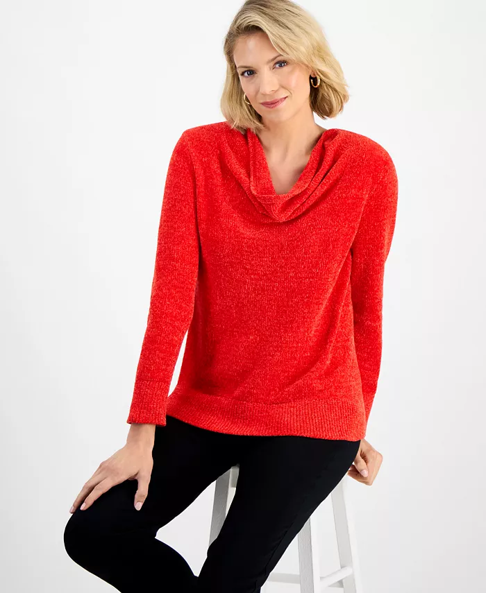 Women's Cowl-Neck Chenille Sweater