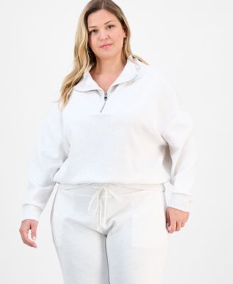 Trendy Plus Size Cozy Scuba 1/4-Zip Sweatshirt, Macy's Exclusive