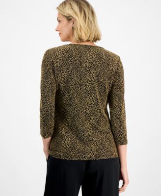 Petite Cheetah Shine Party Top