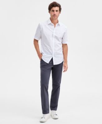 Men's Short Sleeve Dobby Geo Print Button-Front Shirt, Macy's Exclusive