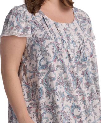 Plus Size Short Sleeve Printed Night Dress