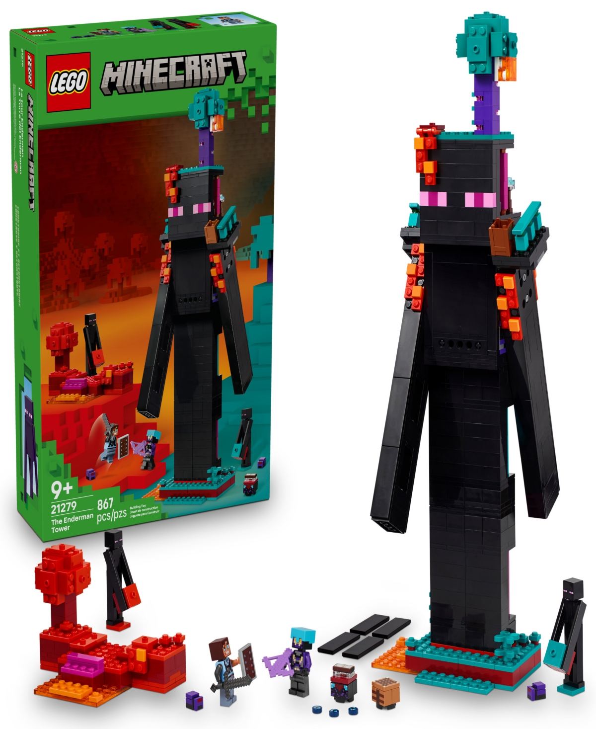 Lego Minecraft The Enderman Tower 21279 Toy Building Set, 867 Pieces In Multi