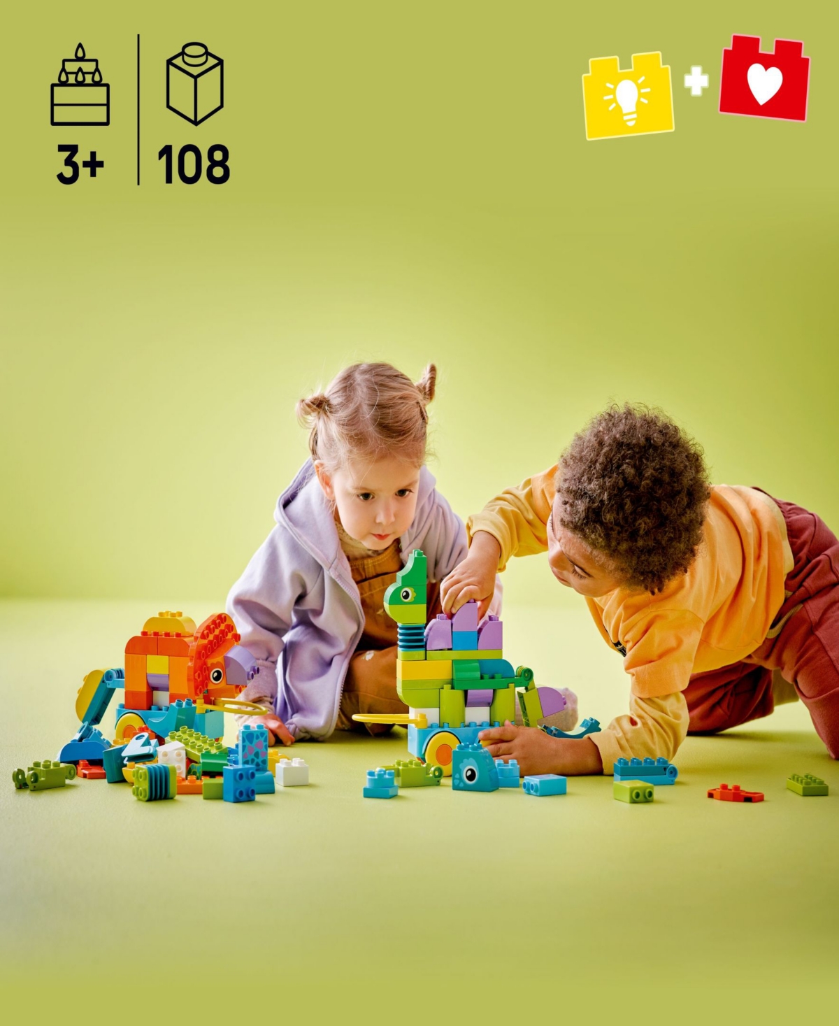 Lego Duplo Town 3 in1 Dinosaurs on Wheels 10451 Toy Building Set, 108 Pieces