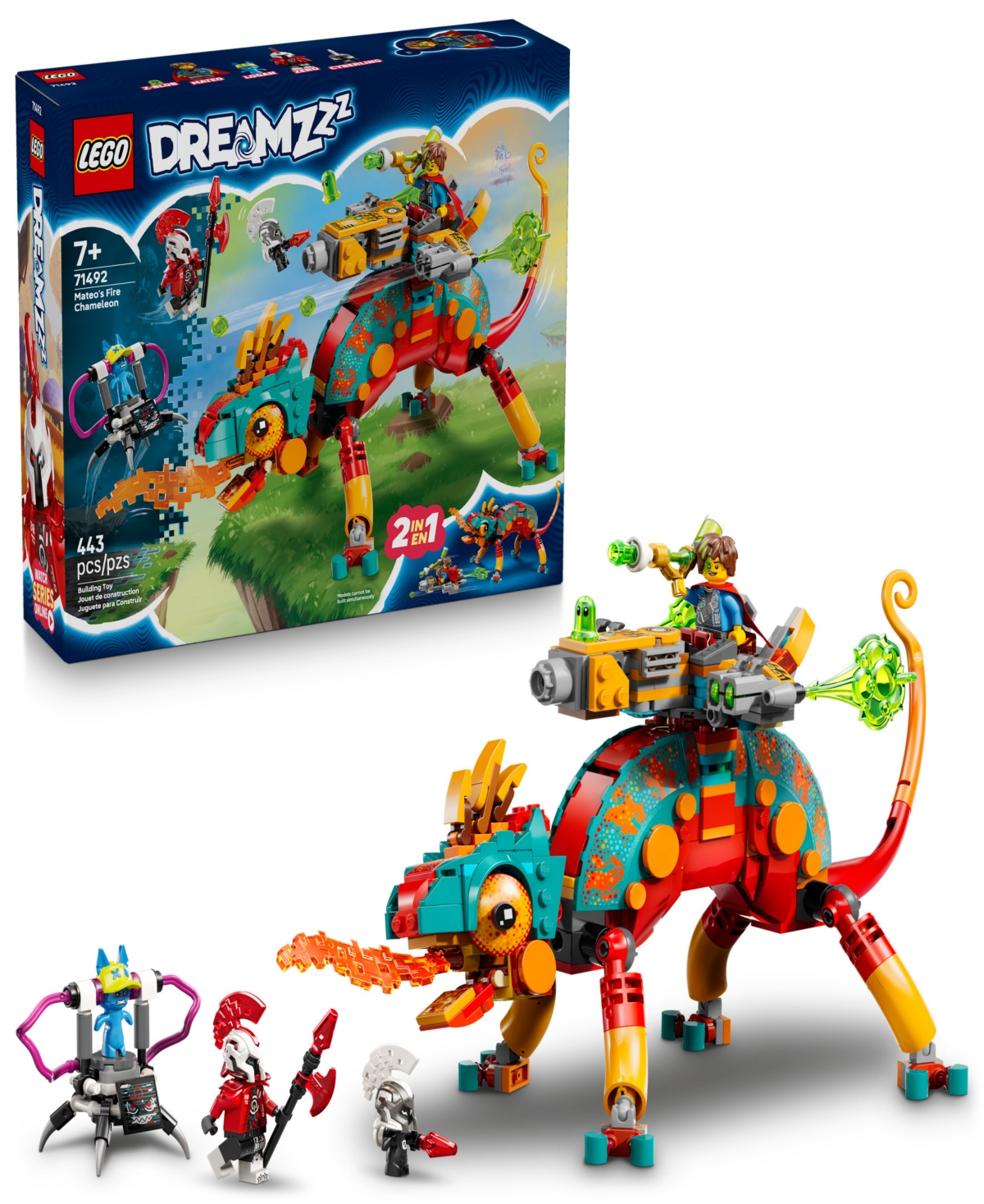 Lego DREAMZzz Mateo's Fire Chameleon 71492 Toy Building Set, 443 Pieces